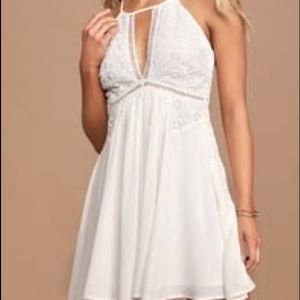 lulu’s Whirlwind summer white crochet lace dress